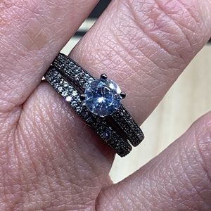 Black engagement And wedding ring